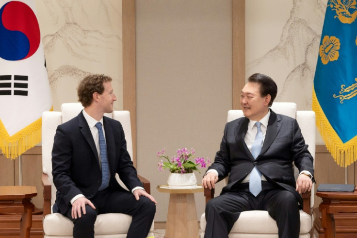 Meta chief Mark Zuckerberg met South Korea's President Yoon Suk Yeol in Seoul Thursday and discussed cooperation on AI and ways to prevent fake news circulation