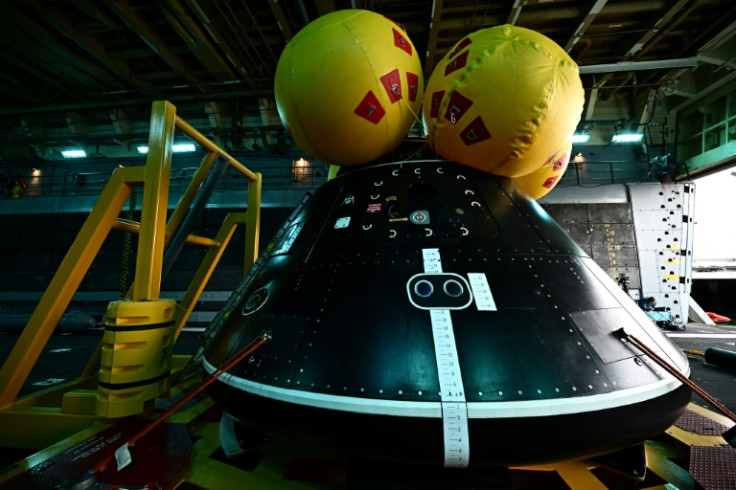 NASA deployed a life-size replica of the Orion space capsule for the rehearsal, nicknamed 'Darth Vader' for its resemblance to the 'Star Wars' franchise character