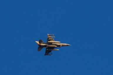 An Israeli Air Force fighter jet flying over the border area with south Lebanon