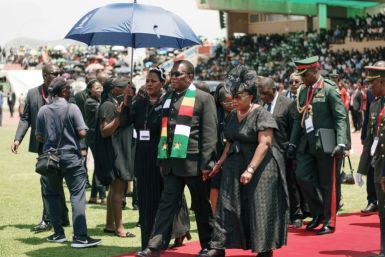 Zimbabwe President Emmerson Mnangagwa arrives at the Independence Stadium in Windhoek, Namibia in February 2024 for the memorial service of late president Hage Geingob