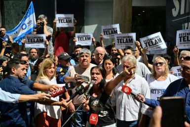 Hundreds of people protested the closure outside the Telam headquarters in central Buenos Aires