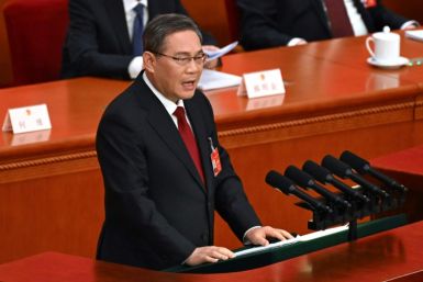 Chinese Premier Li Qiang deliveres his annual work report at the opening session of the National People's Congress on Tuesday