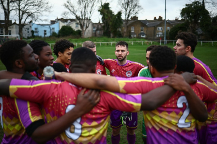 Clapton CFC in east London play in the colours of the International Bridgades in the Spanish Civil War