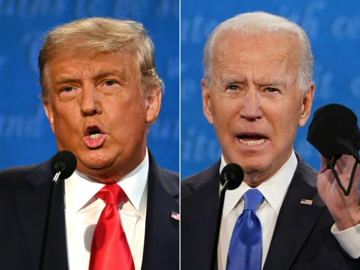 US President Donald Trump and Democratic presidential candidate Joe Biden during the final presidential debate in Nashville, Tennessee