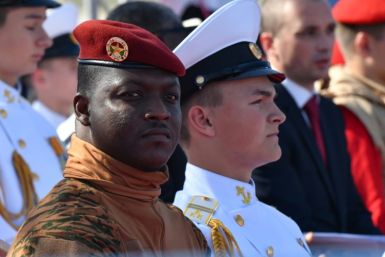 Burkina Faso's junta leader Captain Ibrahim Traore attends the Navy Day parade in Saint Petersburg on July 30, 2023