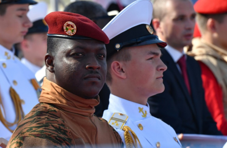 Burkina Faso's junta leader Captain Ibrahim Traore attends the Navy Day parade in Saint Petersburg on July 30, 2023