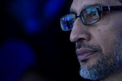 Alphabet Inc. and Google CEO Sundar Pichai attends the inauguration of a Google AI hub in Paris in February 2024