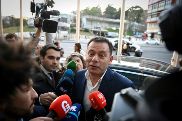 Luis Montenegro arriving at his party's headquarters in Lisbon on Sunday