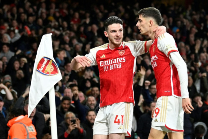 Kai Havertz (right)and Declan Rice (left ) were on target in Arsenal's 2-1 win over Brentford