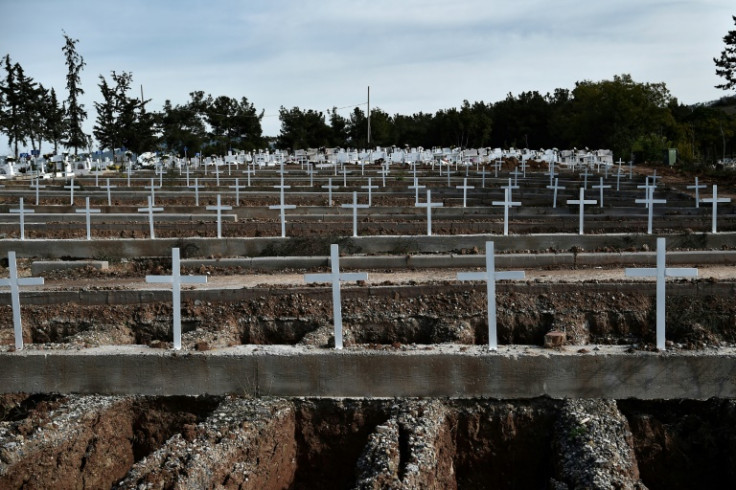 A cemetery for Covid victims in Greece's Thessaloniki. A new study says 15.9 million deaths were linked to Covid in 2020-2021