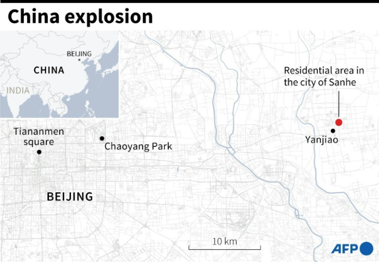 Map locating Sanhe city in northern China's Hebei province where a suspected deadly gas explosion caused major damage to several buildings on Wednesday.