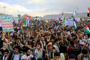 A pro-Palestinian rally in Sanaa, Yemen's rebel-held capital, in early March 2023