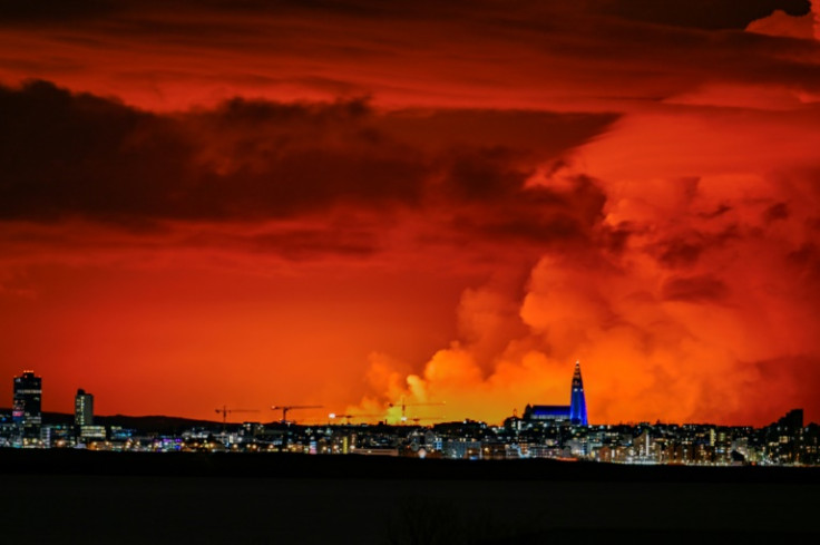 Live video images showed glowing lava and billowing smoke