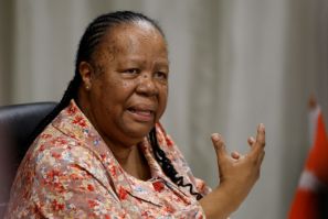 South Africa's Minister of International Relations and Cooperation Naledi Pandor speaks in Pretoria on March 5, 2024