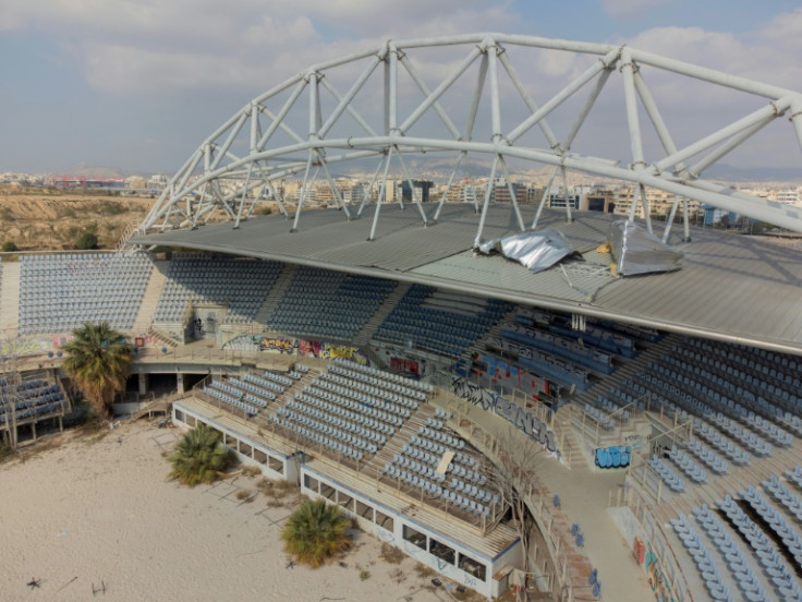 The beach volleyball arena where Misty May and Kerri Walsh won Olympic gold for the USA in 2004 now lies in a state of semi-ruin