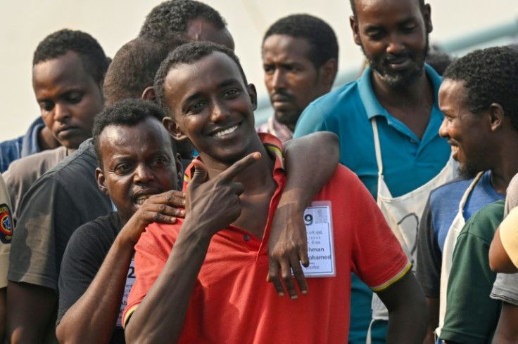 The accused Somali pirates appeared to be in good spirits as they waited to be taken into police custody