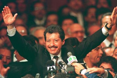 Mexican presidential candidate Luis Donaldo Colosio Murrieta at a political rally before his murder in 1994