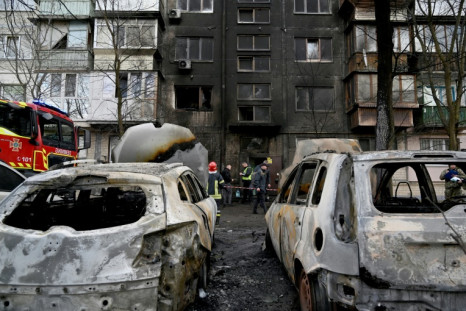 The aftermath of an attack in Kyiv on Friday