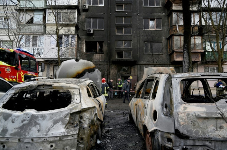 The aftermath of an attack in Kyiv on Friday
