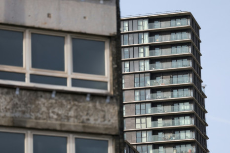 A crumbling housing estate in Stratford next to the gleaming luxury apartments of Olympic Park