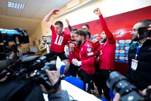 There were wild celebrations in Tbilisi after Georgia qualified for a first ever major tournament
