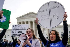 Abortion rights activists rally outside the US Supreme Court