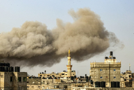 Smoke billows following Israeli bombardment in Rafah, in the southern Gaza Strip, on March 27, 2024
