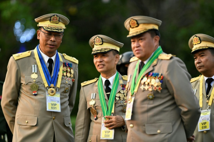 High-ranking Myanmar military officials attend a ceremony marking the country's Armed Forces Day in Naypyidaw on Wednesday