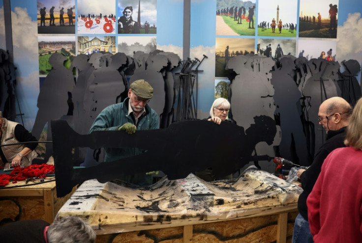 Volunteers have been working around the clock to prepare the silhouettes at a workshop near Oxford, southern England