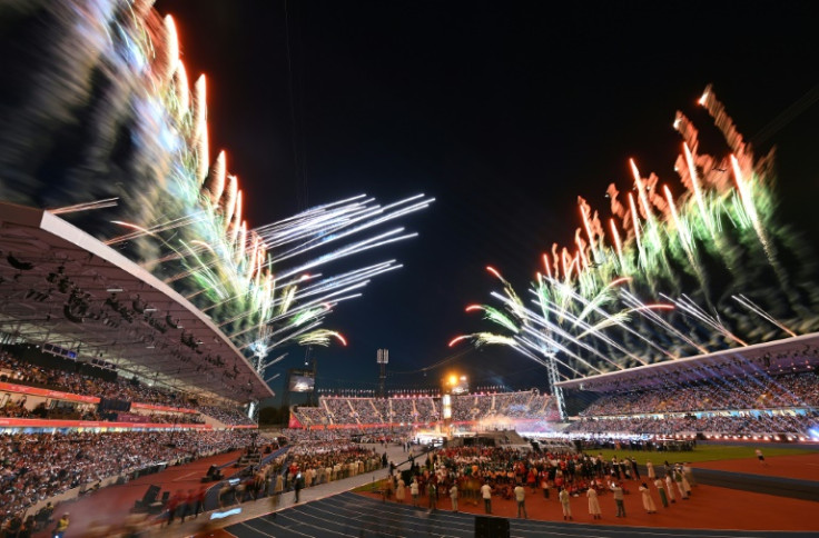 Fireworks erupt over the Alexander Stadium during the closing ceremony for the Commonwealth Games in Birmingham in 2022
