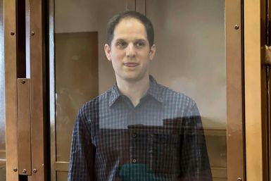 This handout picture provided by the Moscow City Court on March 26, 2024 shows US journalist Evan Gershkovich, arrested on espionage charges which he denies
