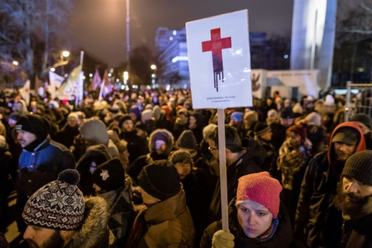 A pro-abortion rally in front of the Polish parliament