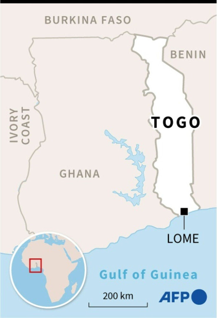 Map locating Togo and its capital Lome