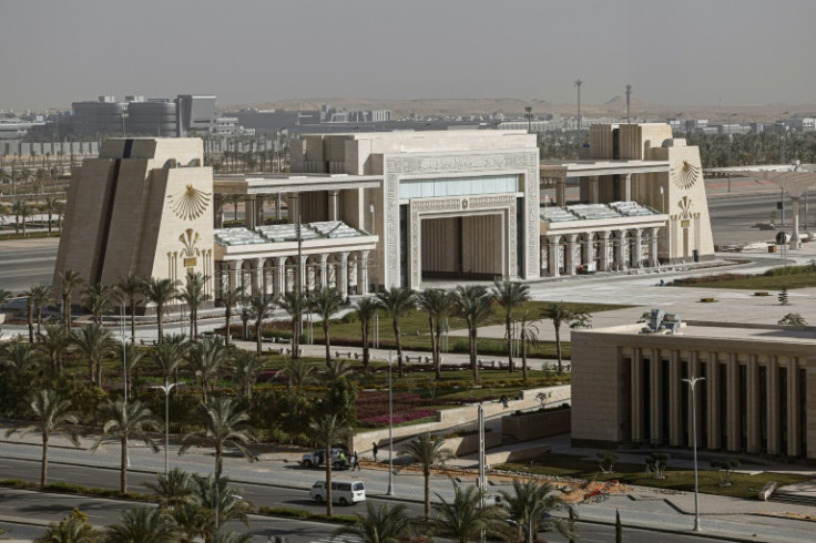 This picture taken on January 9, 2024 shows a memorial at the New Administrative Capital east of Cairo