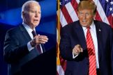 US President Joe Biden (L) is leading Trump in the fundraising stakes