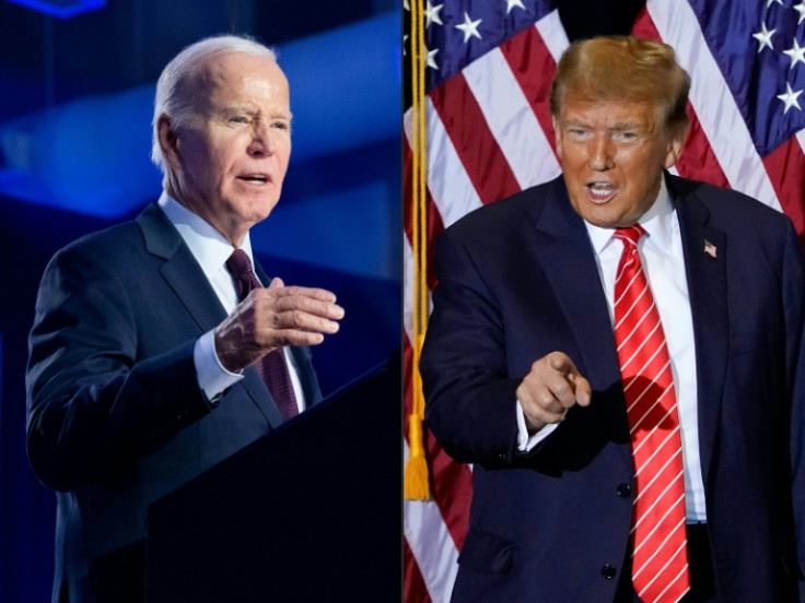 US President Joe Biden (L) is leading Trump in the fundraising stakes