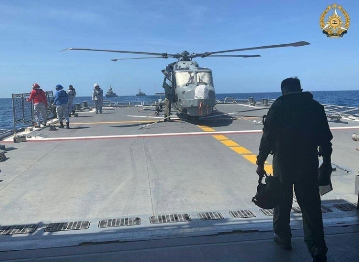 A photo handout from the Armed Forces of the Philippines of the first Multilateral Maritime Cooperative Activity between the Philippines, the United States, Australia and Japan, in South China Sea