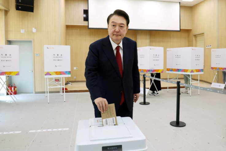 South Korean President Yoon Suk Yeol cast his ballot in Busan last week as early voting opened