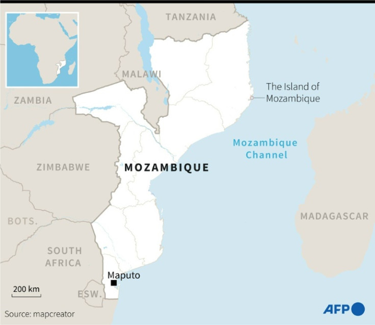 Map of Mozambique locating the Island of Mozambique.