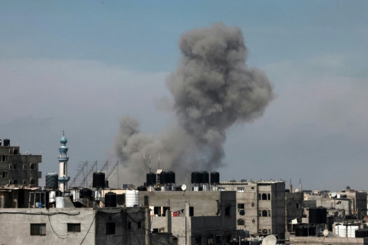 Smoke billows from Israeli strikes on Rafah in the southern Gaza Strip on Tuesday