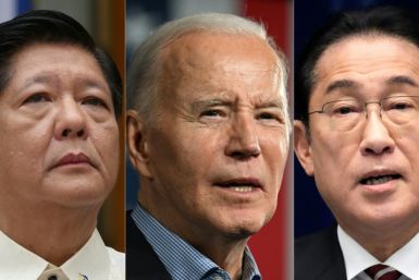 Philippines' President Ferdinand Marcos Jr. (L), US President Joe Biden (C) and Japan's Prime Minister Fumio Kishida (R)