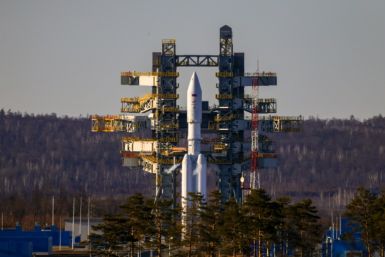 A handout picture from Roscosmos showing Angara-A5 rocket at the Vostochny cosmodrome