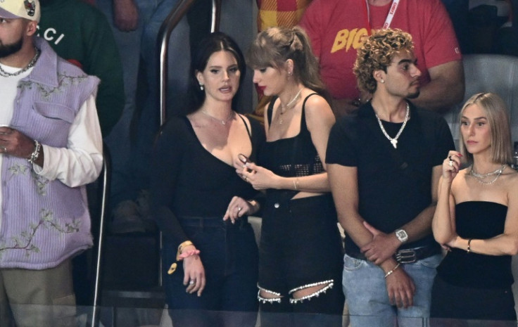 Taylor Swift and Lana Del Rey, shown here at the 2024 Super Bowl, are rumored as a potential stage pair-up at this year's Coachella music festival