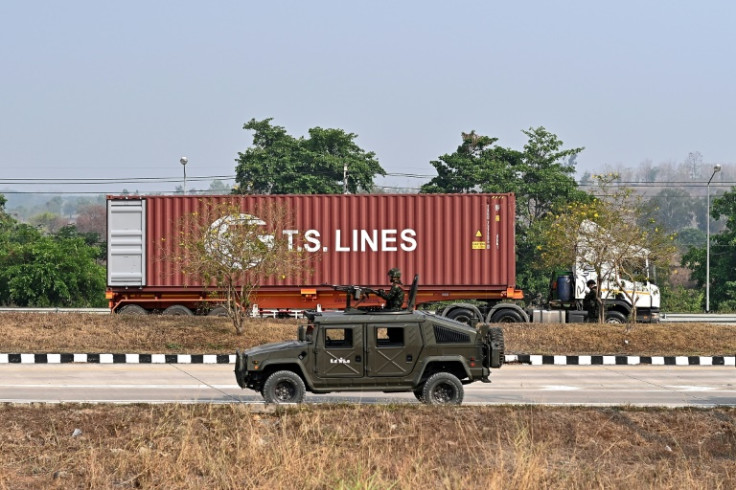 A handful of trucks arrived on the Thai side from Myanmar over the "2nd Friendship Bridge", according to AFP reporters