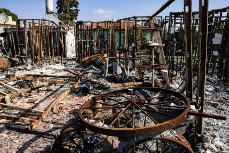 The burned out home of the Inon family in Netiv Haasara, 500 metres from the Gaza fence