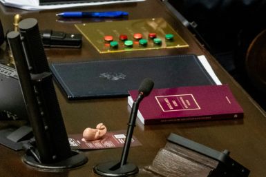 A small figure of a human foetus was seen on the desk of a conservative lawmaker of the Law and Justice (PiS) party during the vote on liberalising Poland's abortion laws