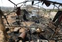 A burnt-out structure left in the aftermath of a raid by settlers looking for a missing Israeli teenager
