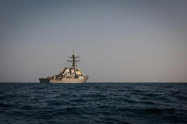 In this image obtained from the US Department of Defense, the Arleigh Burke-class guided-missile destroyer USS Carney in the Middle East region, on December 6, 2023