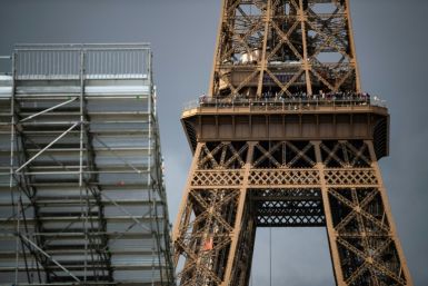 A temporary stand in front of the Eiffel Tower will host the beach volleyball