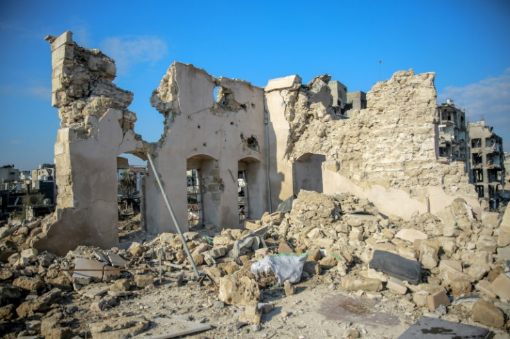 The bombed ruins of the 17th-century Al-Basha museum, known as "Napoleon's Palace", in Gaza